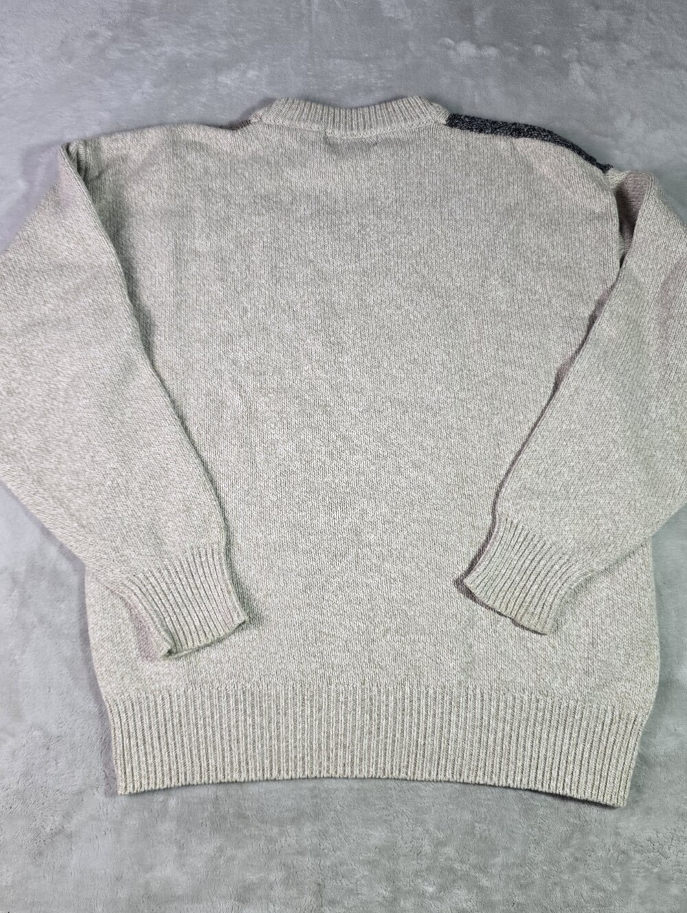 Orvis Mens Patchwork Sweater Sz Med Beige Colorblock Cable Knit Crewneck - Picture 2 of 8
